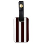 Vertical Stripes - White and Dark Sienna Brown Luggage Tag (One Side)