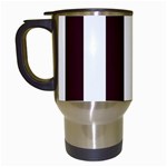 Vertical Stripes - White and Dark Sienna Brown Travel Mug (White)