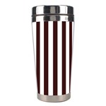 Vertical Stripes - White and Dark Sienna Brown Stainless Steel Travel Tumbler