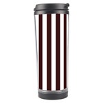 Vertical Stripes - White and Dark Sienna Brown Travel Tumbler