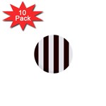 Vertical Stripes - White and Dark Sienna Brown 1  Mini Button (10 pack)