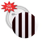 Vertical Stripes - White and Dark Sienna Brown 2.25  Button (100 pack)