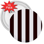 Vertical Stripes - White and Dark Sienna Brown 3  Button (10 pack)