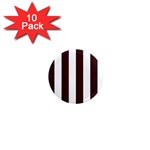 Vertical Stripes - White and Dark Sienna Brown 1  Mini Magnet (10 pack)