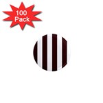 Vertical Stripes - White and Dark Sienna Brown 1  Mini Magnet (100 pack)