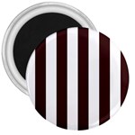 Vertical Stripes - White and Dark Sienna Brown 3  Magnet