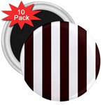 Vertical Stripes - White and Dark Sienna Brown 3  Magnet (10 pack)