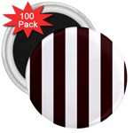 Vertical Stripes - White and Dark Sienna Brown 3  Magnet (100 pack)