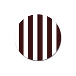 Vertical Stripes - White and Dark Sienna Brown Magnet 3  (Round)
