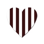 Vertical Stripes - White and Dark Sienna Brown Magnet (Heart)