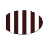 Vertical Stripes - White and Dark Sienna Brown Magnet (Oval)