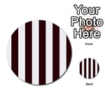 Vertical Stripes - White and Dark Sienna Brown Multi-purpose Cards (Round)