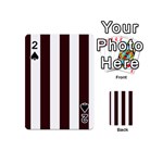 Vertical Stripes - White and Dark Sienna Brown Playing Cards 54 (Mini)
