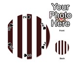 Vertical Stripes - White and Dark Sienna Brown Playing Cards 54 (Round)