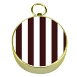 Vertical Stripes - White and Dark Sienna Brown Gold Compass