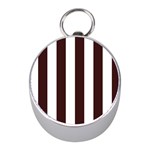 Vertical Stripes - White and Dark Sienna Brown Silver Compass (Mini)