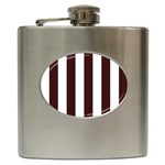 Vertical Stripes - White and Dark Sienna Brown Hip Flask (6 oz)