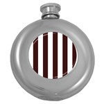 Vertical Stripes - White and Dark Sienna Brown Hip Flask (5 oz)