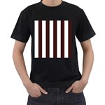 Vertical Stripes - White and Dark Sienna Brown Men s T-Shirt (Black)