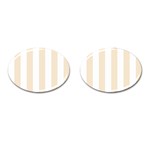 Vertical Stripes - White and Champagne Orange Cufflinks (Oval)