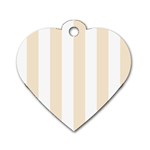 Vertical Stripes - White and Champagne Orange Dog Tag Heart (Two Sides)