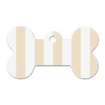 Vertical Stripes - White and Champagne Orange Dog Tag Bone (One Side)