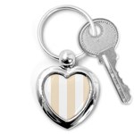 Vertical Stripes - White and Champagne Orange Key Chain (Heart)