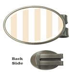 Vertical Stripes - White and Champagne Orange Money Clip (Oval)