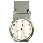 Vertical Stripes - White and Champagne Orange Money Clip Watch