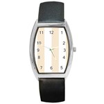 Vertical Stripes - White and Champagne Orange Barrel Style Metal Watch