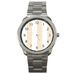 Vertical Stripes - White and Champagne Orange Sport Metal Watch