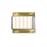 Vertical Stripes - White and Champagne Orange Gold Trim Italian Charm (9mm)