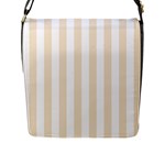 Vertical Stripes - White and Champagne Orange Flap Closure Messenger Bag (L)