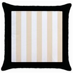 Vertical Stripes - White and Champagne Orange Throw Pillow Case (Black)