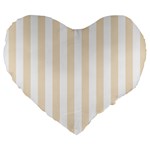 Vertical Stripes - White and Champagne Orange Large 19  Premium Heart Shape Cushion