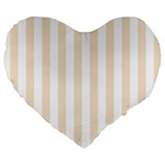 Vertical Stripes - White and Champagne Orange Large 19  Premium Flano Heart Shape Cushion