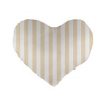 Vertical Stripes - White and Champagne Orange Standard 16  Premium Flano Heart Shape Cushion