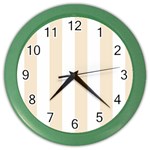 Vertical Stripes - White and Champagne Orange Color Wall Clock