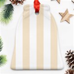 Vertical Stripes - White and Champagne Orange Bell Ornament (Two Sides)