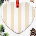 Vertical Stripes - White and Champagne Orange Heart Ornament (Two Sides)