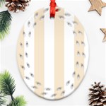 Vertical Stripes - White and Champagne Orange Oval Filigree Ornament (Two Sides)