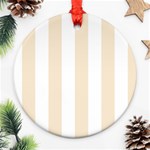 Vertical Stripes - White and Champagne Orange Round Ornament (Two Sides)