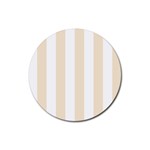 Vertical Stripes - White and Champagne Orange Rubber Coaster (Round)
