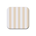 Vertical Stripes - White and Champagne Orange Rubber Coaster (Square)