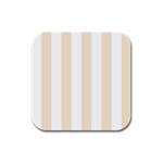 Vertical Stripes - White and Champagne Orange Rubber Square Coaster (4 pack)