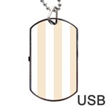 Vertical Stripes - White and Champagne Orange Dog Tag USB Flash (One Side)