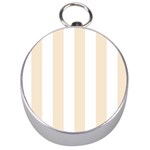 Vertical Stripes - White and Champagne Orange Silver Compass