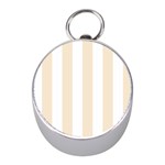 Vertical Stripes - White and Champagne Orange Silver Compass (Mini)