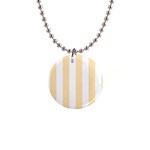 Vertical Stripes - White and Peach Orange 1  Button Necklace