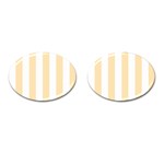 Vertical Stripes - White and Peach Orange Cufflinks (Oval)